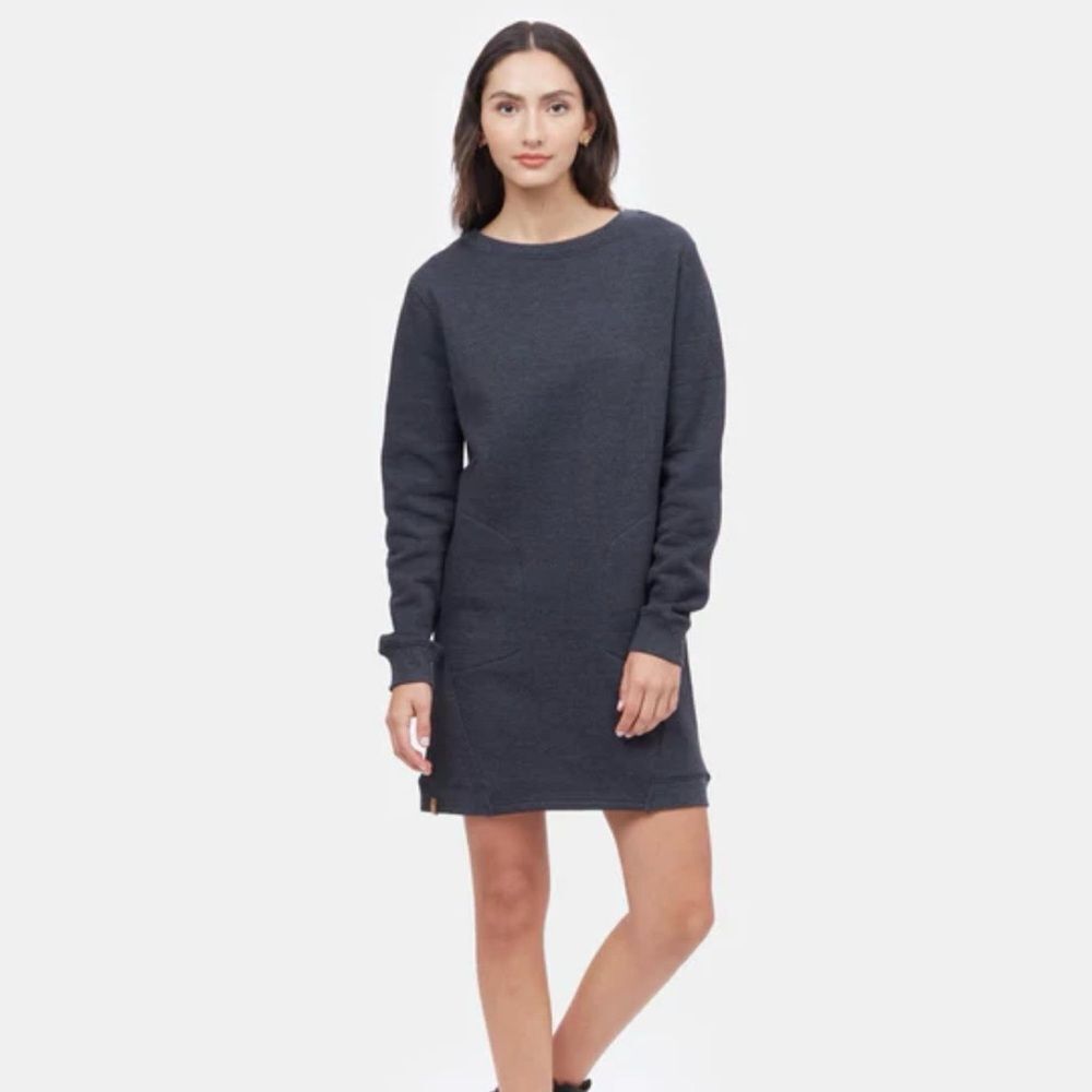 Tentree Dark Gray Fleece Crew Neck Sweater Dress